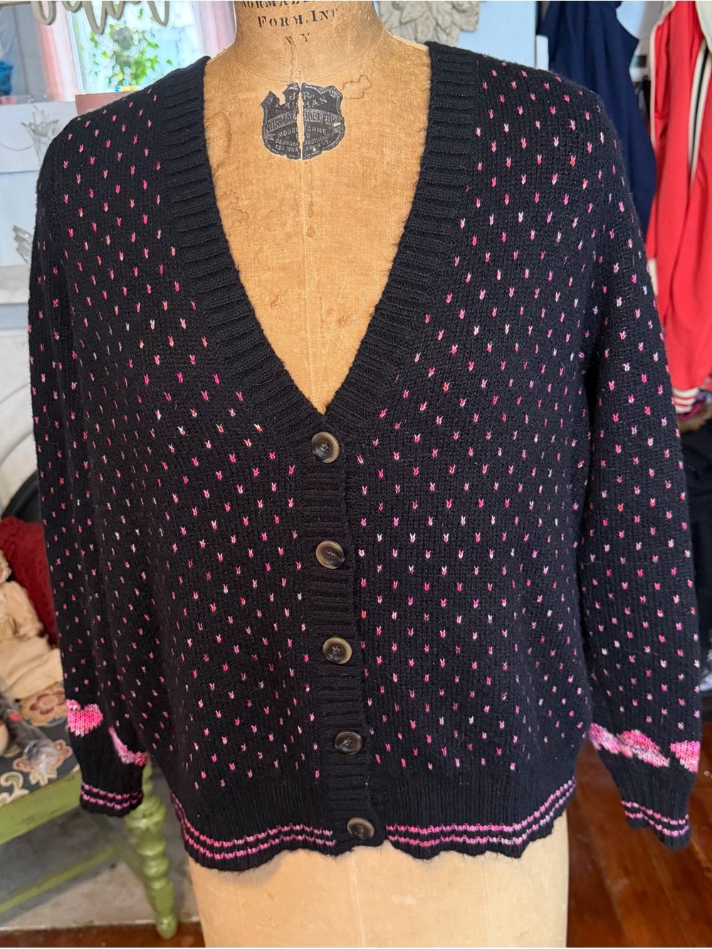 torrid Black Cardigan Sweater with Pink Dot Accents